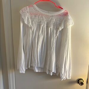 J. Crew White Eyelet Lace Blouse